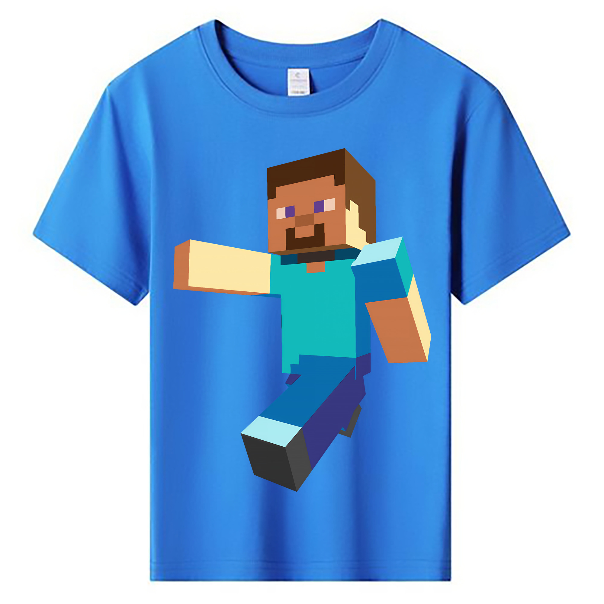（画像用） マインクラフト ブロックの世界 Minecraft MC Block world 綿100％キッズTシャツ（フロントプリント）